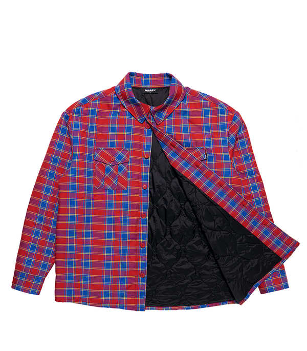 パデット フランネル シャツ ジャケット レッド / Padded Flannel Shirt Jacket Red - whoisnerdy jp