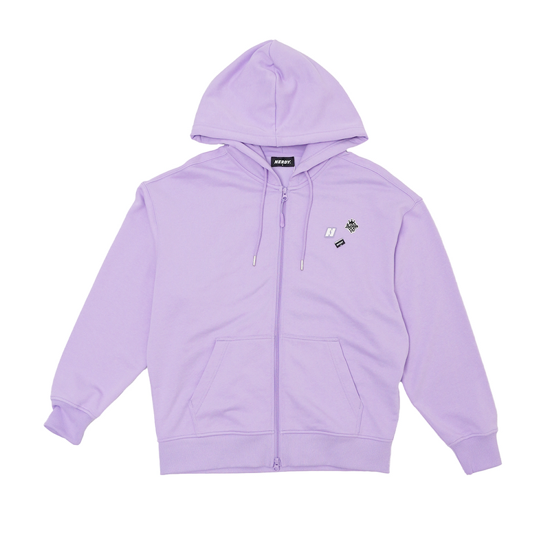 Icon scatter hoodie zip-up ライトパープル