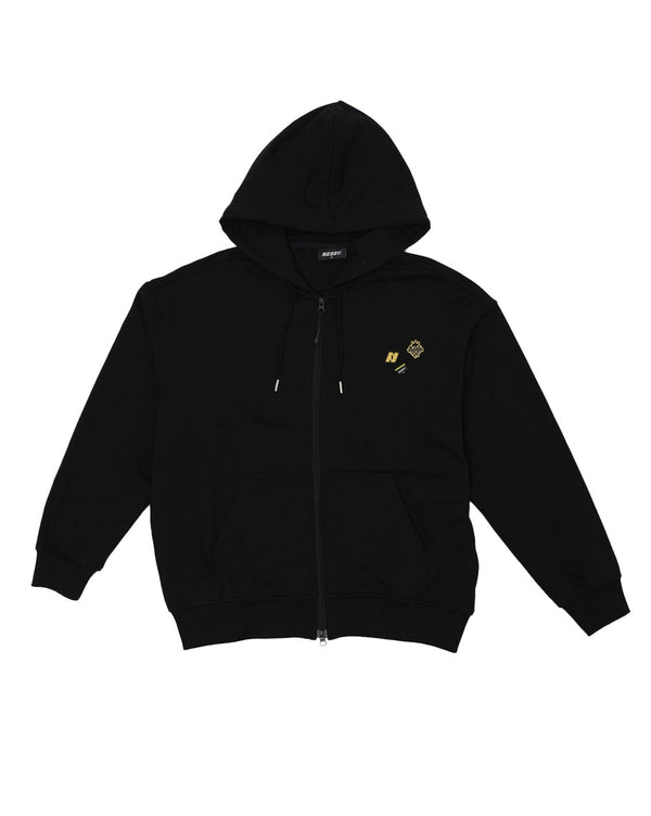 Icon scatter hoodie zip-up ブラック