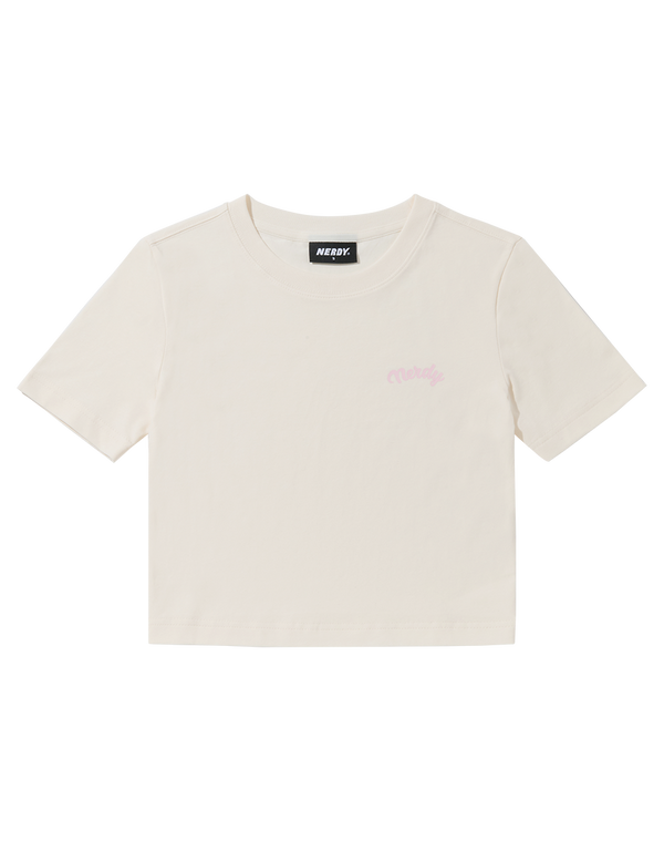 [23SS] W's カーシブロゴクロップTシャツ クリーム