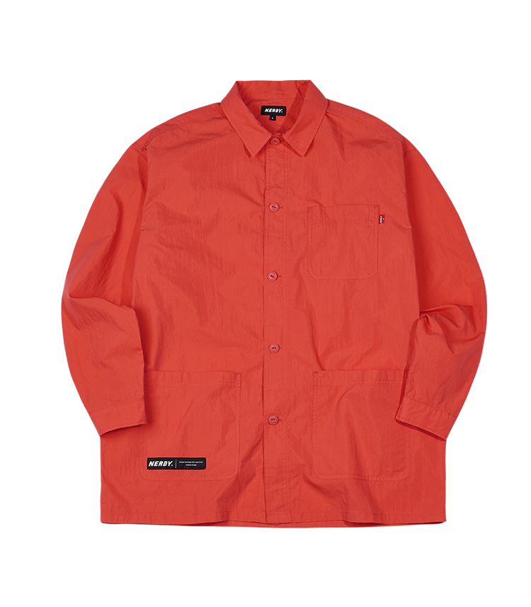 リンクル シャツジャケット コーラル / Wrinkle Shirt Jacket Coral - whoisnerdy jp